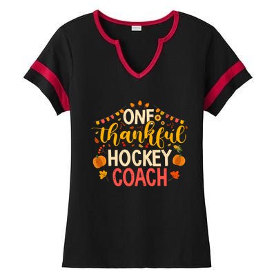 One Thankful Hockey Coach Thanksgiving Cute Fall Cute Gift Ladies Halftime Notch Neck Tee