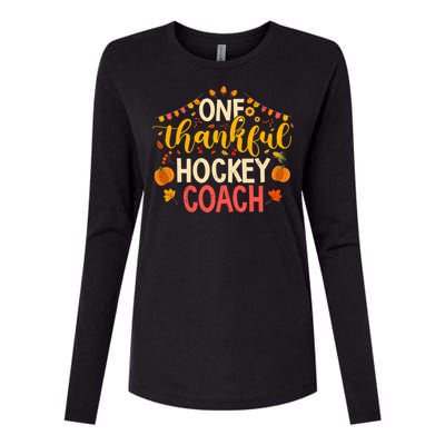 One Thankful Hockey Coach Thanksgiving Cute Fall Cute Gift Womens Cotton Relaxed Long Sleeve T-Shirt