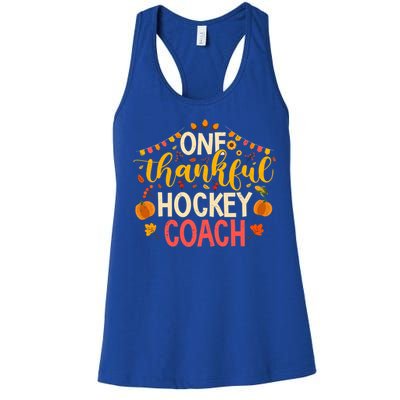 One Thankful Hockey Coach Thanksgiving Cute Fall Cute Gift Women's Racerback Tank