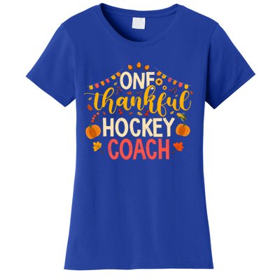 One Thankful Hockey Coach Thanksgiving Cute Fall Cute Gift Women's T-Shirt