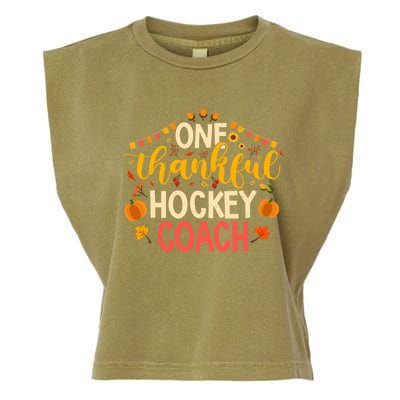 One Thankful Hockey Coach Thanksgiving Cute Fall Cute Gift Garment-Dyed Women's Muscle Tee