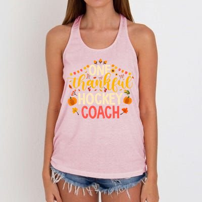 One Thankful Hockey Coach Thanksgiving Cute Fall Cute Gift Women's Knotted Racerback Tank