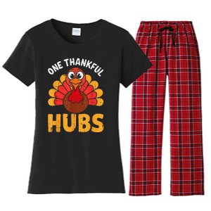 One Thankful Hubs Turkey Funny Fall Autumn Thanksgiving Women's Flannel Pajama Set