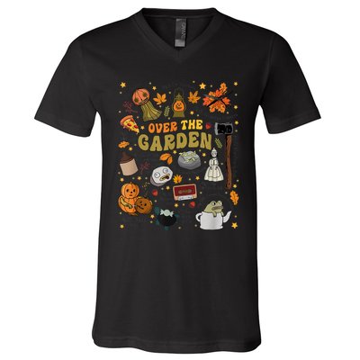 Over The Halloween Garden Wall Pumpkin Fall Thanksgiving V-Neck T-Shirt