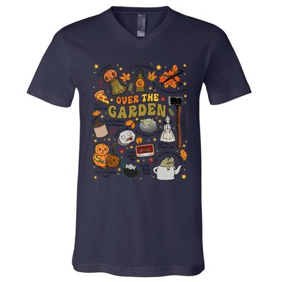 Over The Halloween Garden Wall Pumpkin Fall Thanksgiving V-Neck T-Shirt