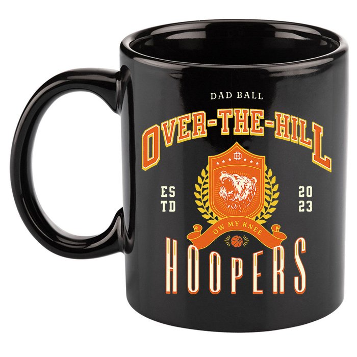 OVER THE HILL HOOPER Funny Fathers Day Basketball 11oz C Handle Ceramic Mug