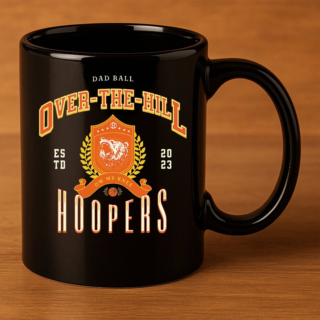 OVER THE HILL HOOPER Funny Fathers Day Basketball 11oz C Handle Ceramic Mug