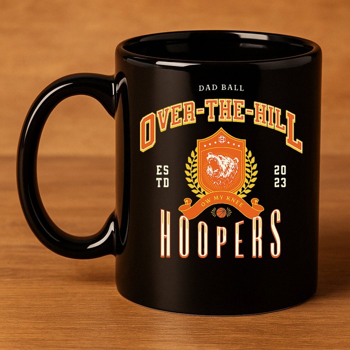 OVER THE HILL HOOPER Funny Fathers Day Basketball 11oz C Handle Ceramic Mug