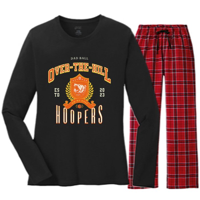 OVER THE HILL HOOPER Funny Fathers Day Basketball Women's Long Sleeve Flannel Pajama Set 