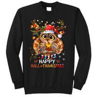 Owl Thankgiving Halloween Christmas Happy Hallothanksmas Sweatshirt