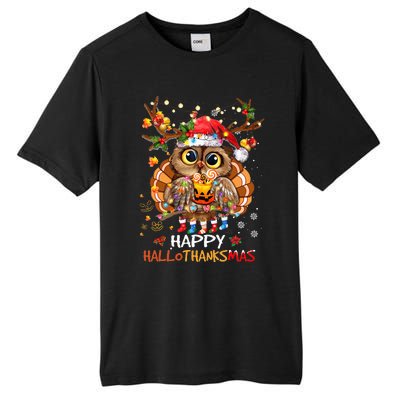 Owl Thankgiving Halloween Christmas Happy Hallothanksmas Tall Fusion ChromaSoft Performance T-Shirt