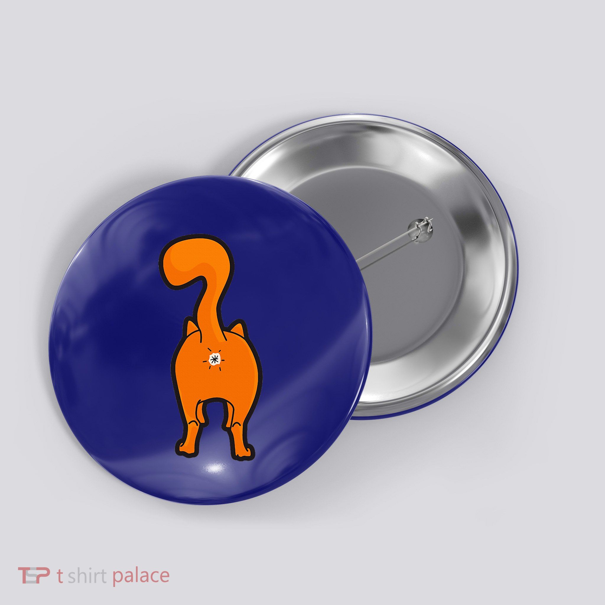 Orange Tabby Happy Kitty Cat Butt Funny Button