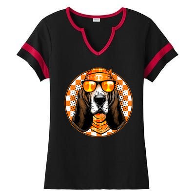 Orange Tennessee Hound College Football Sports Fan Ladies Halftime Notch Neck Tee