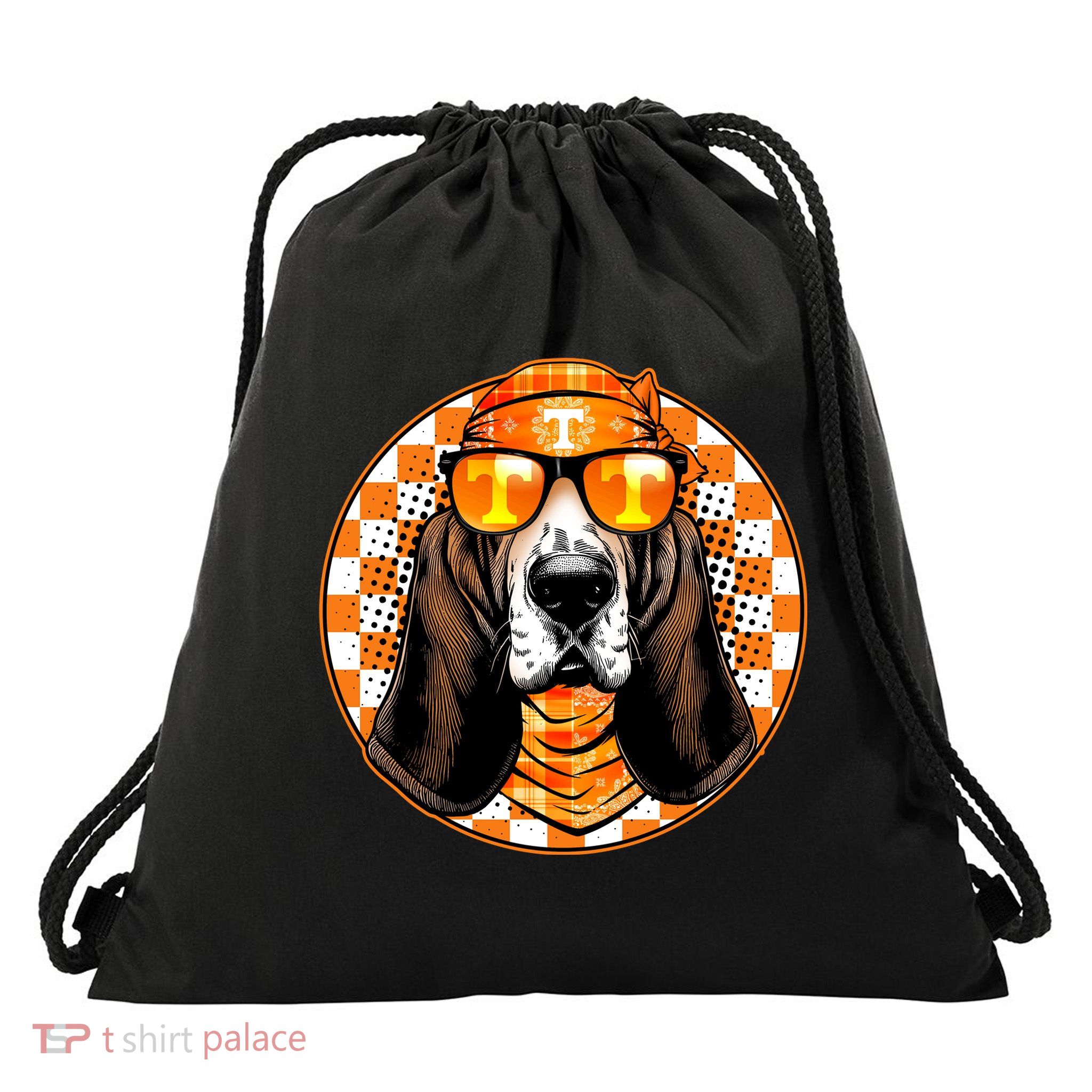 Orange Tennessee Hound College Football Sports Fan Drawstring Bag