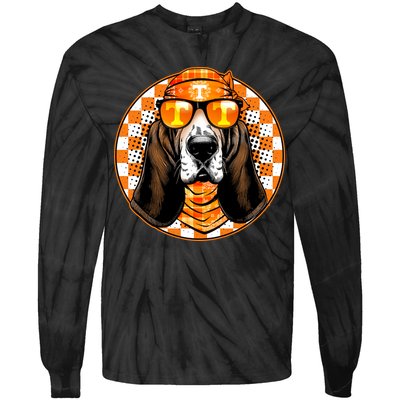 Orange Tennessee Hound College Football Sports Fan Tie-Dye Long Sleeve Shirt