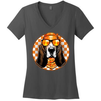 Orange Tennessee Hound College Football Sports Fan Women's V-Neck T-Shirt