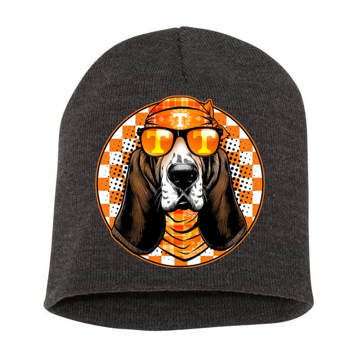 Orange Tennessee Hound College Football Sports Fan Short Acrylic Beanie