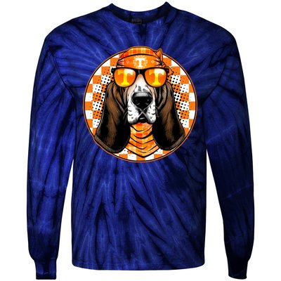 Orange Tennessee Hound College Football Sports Fan Tie-Dye Long Sleeve Shirt