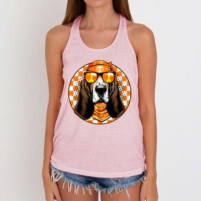 Orange Tennessee Hound College Football Sports Fan Women's Knotted Racerback Tank