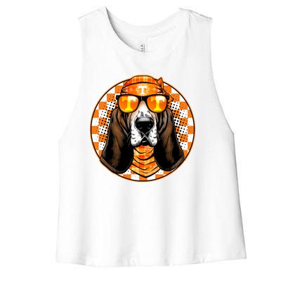 Orange Tennessee Hound College Football Sports Fan Women's Racerback Cropped Tank