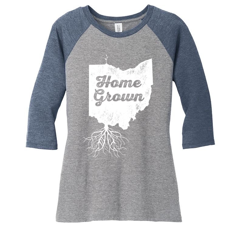Ohio T Home Grown Roots Oh State Pride Women's Tri-Blend 3/4-Sleeve Raglan Shirt