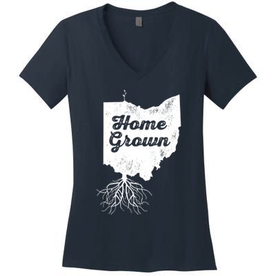 Ohio T Home Grown Roots Oh State Pride Women's V-Neck T-Shirt