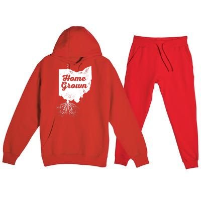 Ohio T Home Grown Roots Oh State Pride Premium Hooded Sweatsuit Set