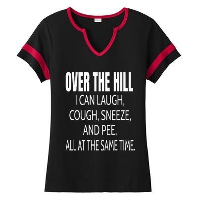 Over The Hill Funny Old People Joke Gag Gift Ladies Halftime Notch Neck Tee