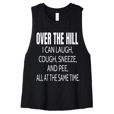 Over The Hill Funny Old People Joke Gag Gift Women's Racerback Cropped Tank