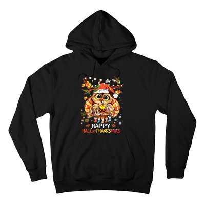 Owl Thankgiving Halloween Christmas Happy Hallothanksmas Hoodie