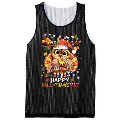 Owl Thankgiving Halloween Christmas Happy Hallothanksmas Mesh Reversible Basketball Jersey Tank