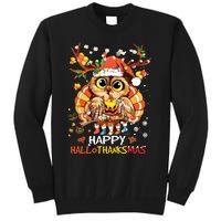 Owl Thankgiving Halloween Christmas Happy Hallothanksmas Tall Sweatshirt