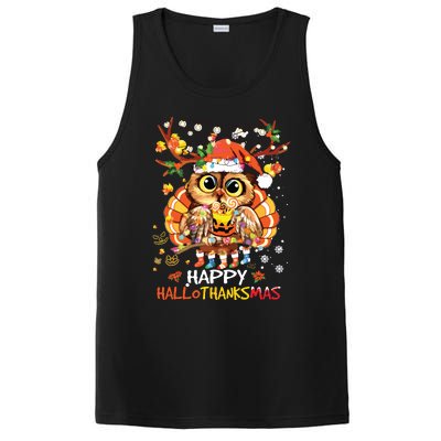 Owl Thankgiving Halloween Christmas Happy Hallothanksmas PosiCharge Competitor Tank