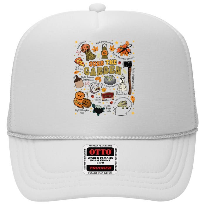 Over The Halloween Garden Wall Pumpkin Fall Thanksgiving High Crown Mesh Back Trucker Hat