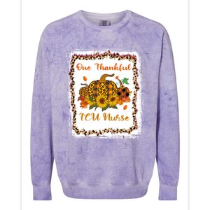 One Thankful Icu Nurse Thanksiving Blessed Teacher Gift Colorblast Crewneck Sweatshirt