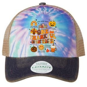 One Thankful Infant Teacher Thanksgiving Retro Groovy Fall Legacy Tie Dye Trucker Hat