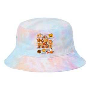 One Thankful Infant Teacher Thanksgiving Retro Groovy Fall Tie Dye Newport Bucket Hat