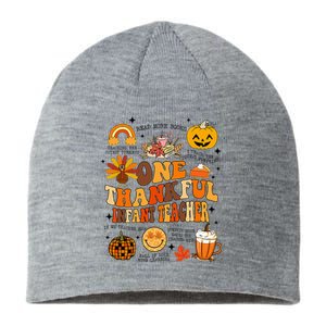 One Thankful Infant Teacher Thanksgiving Retro Groovy Fall Sustainable Beanie