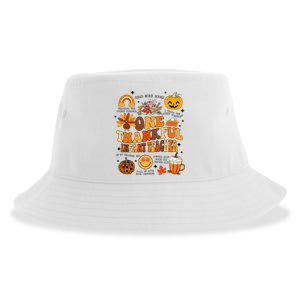 One Thankful Infant Teacher Thanksgiving Retro Groovy Fall Sustainable Bucket Hat