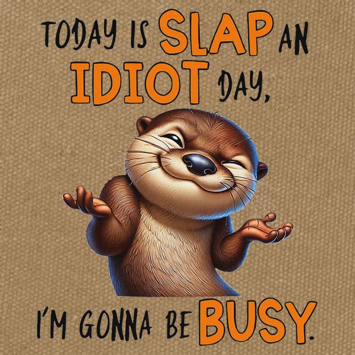 Otter Today Is Slap An Idiot Day IM Gonna Be Busy Cotton Canvas Backpack