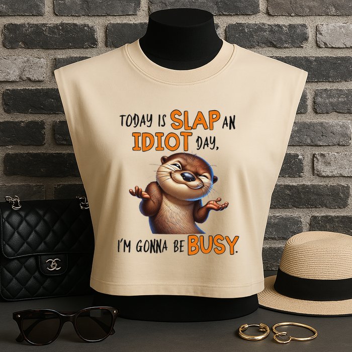 Otter Today Is Slap An Idiot Day IM Gonna Be Busy Garment-Dyed Women's Muscle Tee