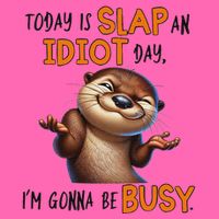 Otter Today Is Slap An Idiot Day IM Gonna Be Busy Stripe Pom Pom Beanie