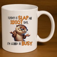 Otter Today Is Slap An Idiot Day IM Gonna Be Busy 11oz C Handle Ceramic Mug