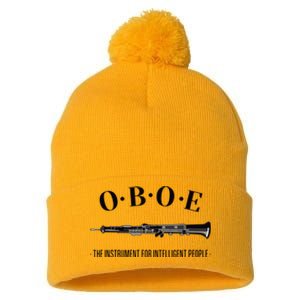 Oboe The Instrument For Intelligent People Funny Oboe Pom Pom 12in Knit Beanie