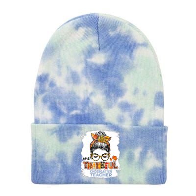 One Thankful Kindergarten Teacher Thankgiving Day Love Meaningful Gift Tie Dye 12in Knit Beanie