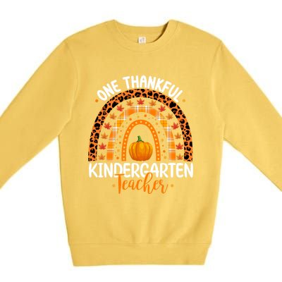 One Thankful Kindergarten Teacher Thanksgiving Kindergarten Gift Premium Crewneck Sweatshirt