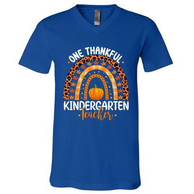 One Thankful Kindergarten Teacher Thanksgiving Kindergarten Gift V-Neck T-Shirt