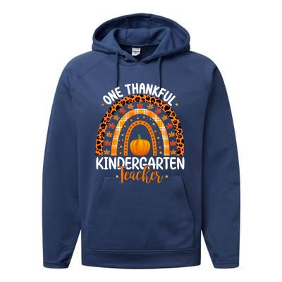 One Thankful Kindergarten Teacher Thanksgiving Kindergarten Gift Performance Fleece Hoodie