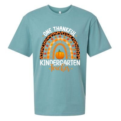 One Thankful Kindergarten Teacher Thanksgiving Kindergarten Gift Sueded Cloud Jersey T-Shirt