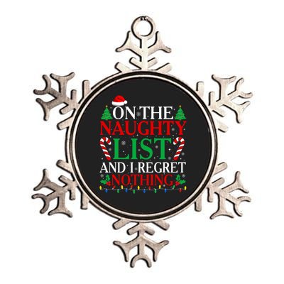 On The List Of Naughty And I Regret Nothing Funny Christmas Metallic Star Ornament